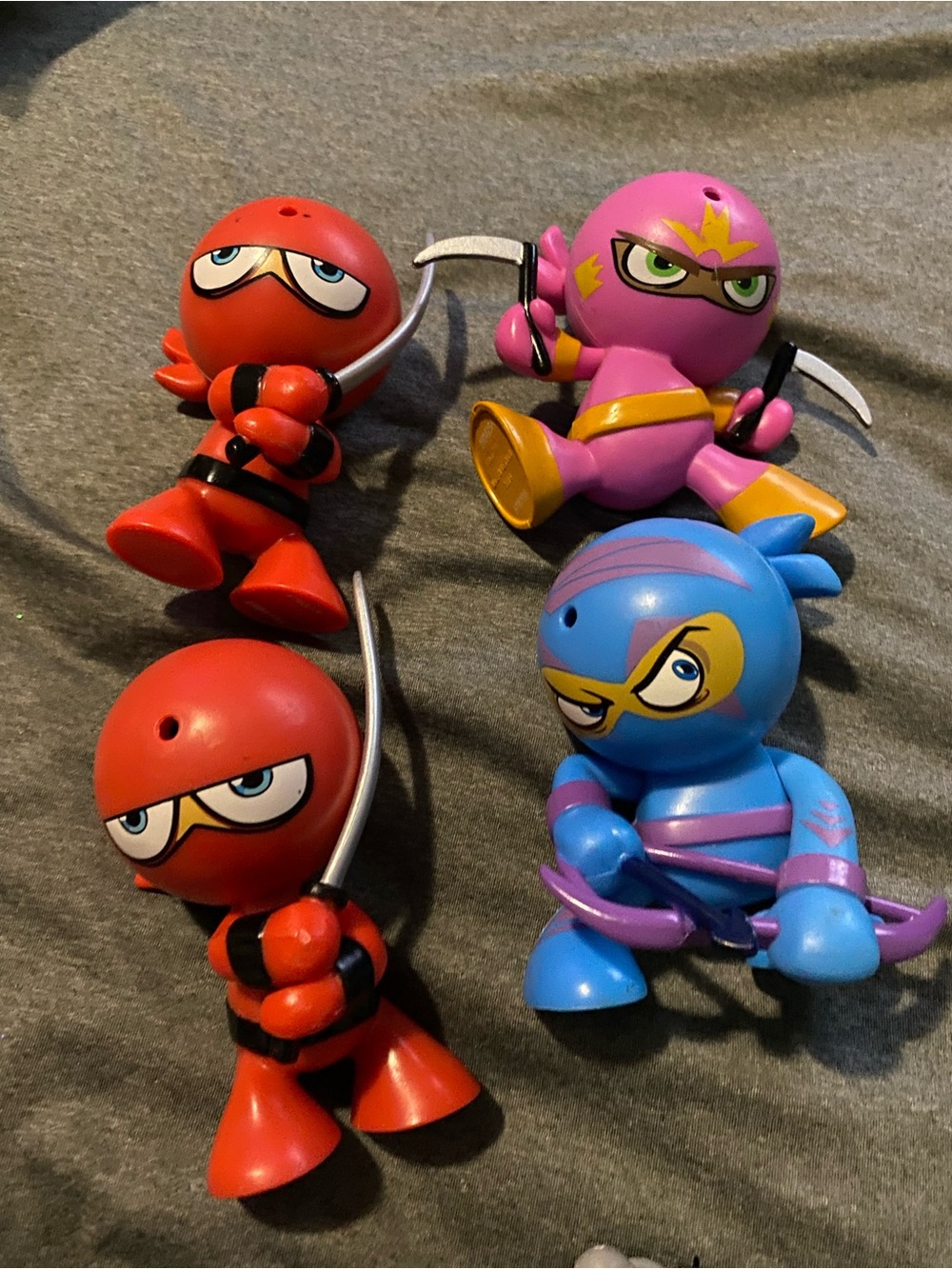 Kids Ninja Action Figures Set - Red, Pink, Blue